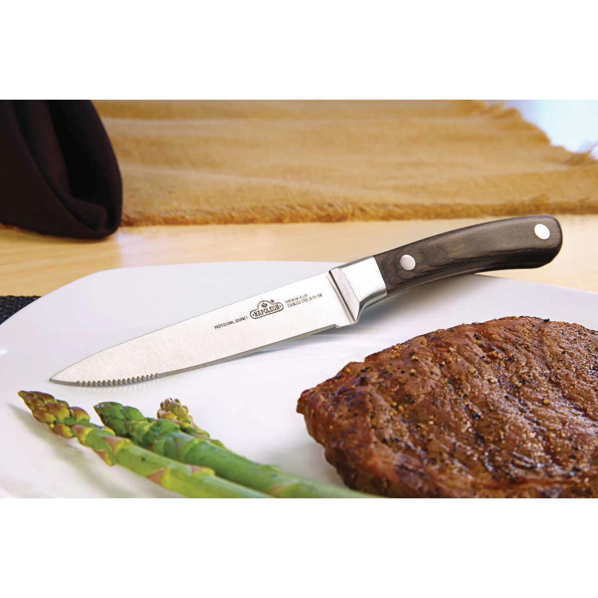 Napoleon Wellenschliff Steakmesser Mit Holzgriff 1 Napoleon Wellenschliff Steakmesser Mit Holzgriff